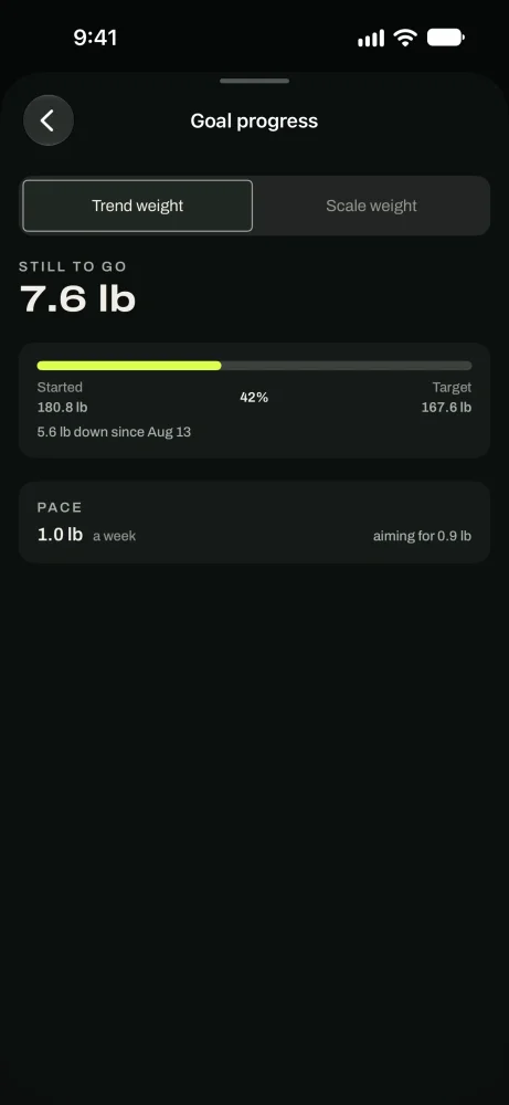 The Coach tab with the Your training and Your food cards and the check-in countdown.